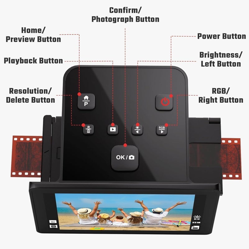 DigitPro Film and Slide Scanner – Convert 35mm, 126, 110 Film Negatives & Slides to 22MP Digital Photos – Negative Scanner with 5” LCD, Easy-Load Inserts – Quickly Convert Negatives & Slides - Image 4